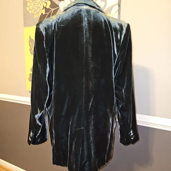 Banana Republic Green Velvet Blazer - Alyse Relaxed Velvet Blazer - Size 12 - Picture 5 of 10
